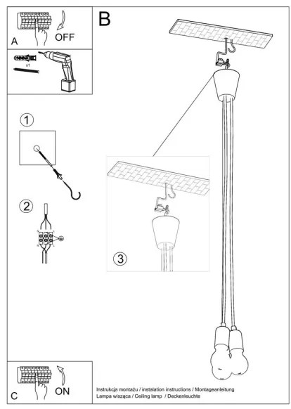 Csillár zsinóron DIEGO 3xE27/60W/230V zöld