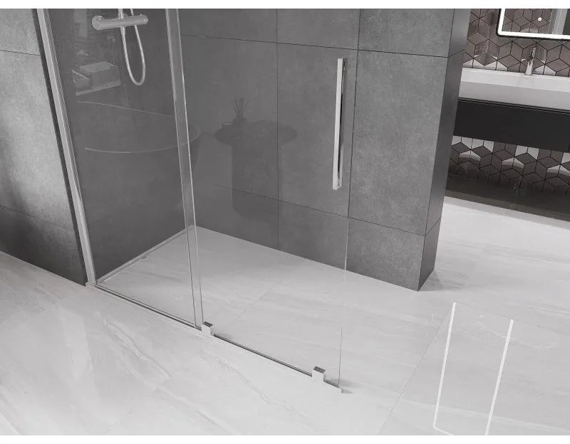 Mexen Velar, tolóajtó a nyílásba Walk-In típus 140 cm, 8 mm átlátszó üveg, króm, 871-140-000-03-01