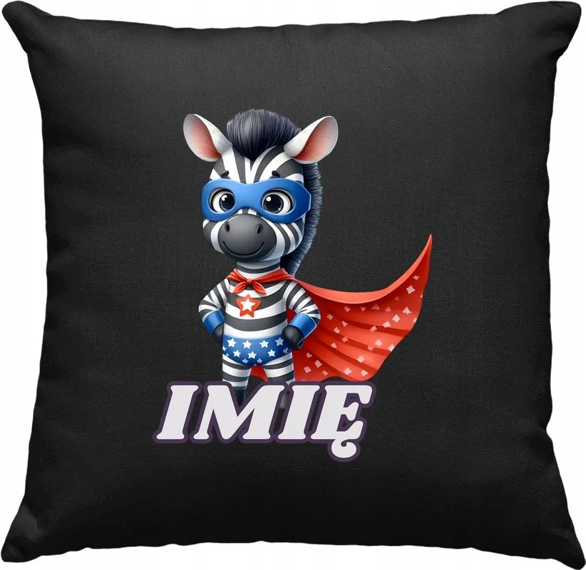 Zebra Hős Gyerek Párna +Név Fekete