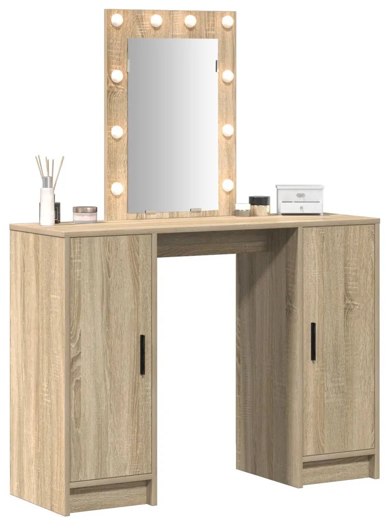 Piperasztal LED világítással Sonoma tölgyben, 102x33x135 cm
