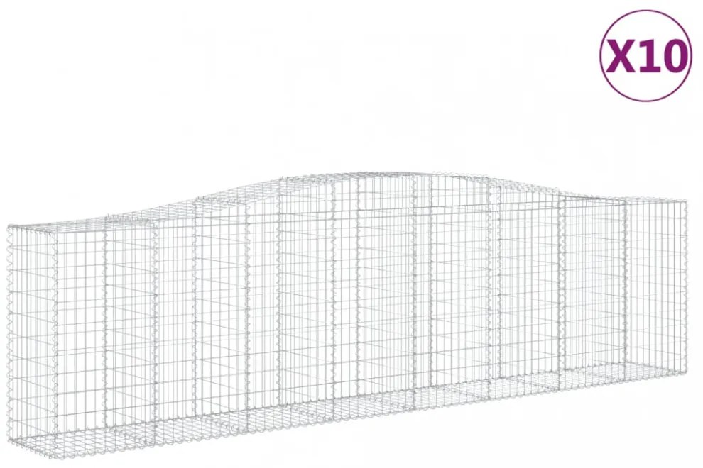 vidaXL 10 db íves horganyzott vas gabion kosár 400x50x100/120 cm