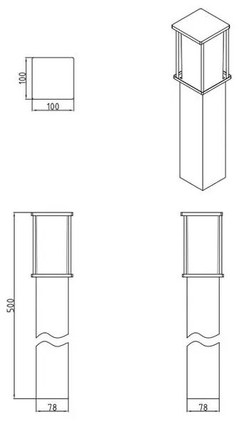 Lámpa Kerti lámpatest KEMI-P 50, E27, MAX.15W, IP44, AC220-240V, 50-60Hz, pole, grafit