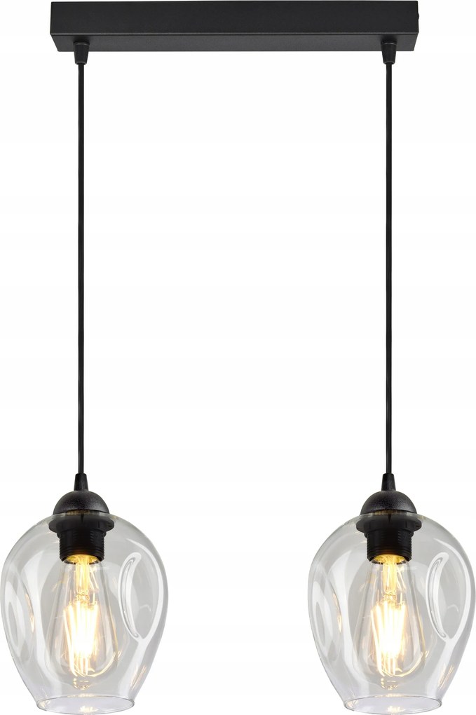 Függő lámpa Csillár Plafon 2 lámpabúra Átlátszó