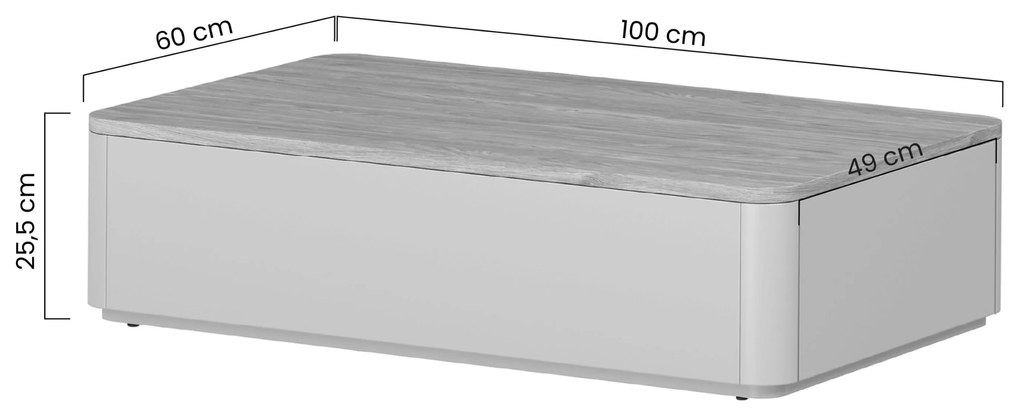Elivo dohányzóasztal 100 cm fiókokkal - kasmír / olajozott tölgy