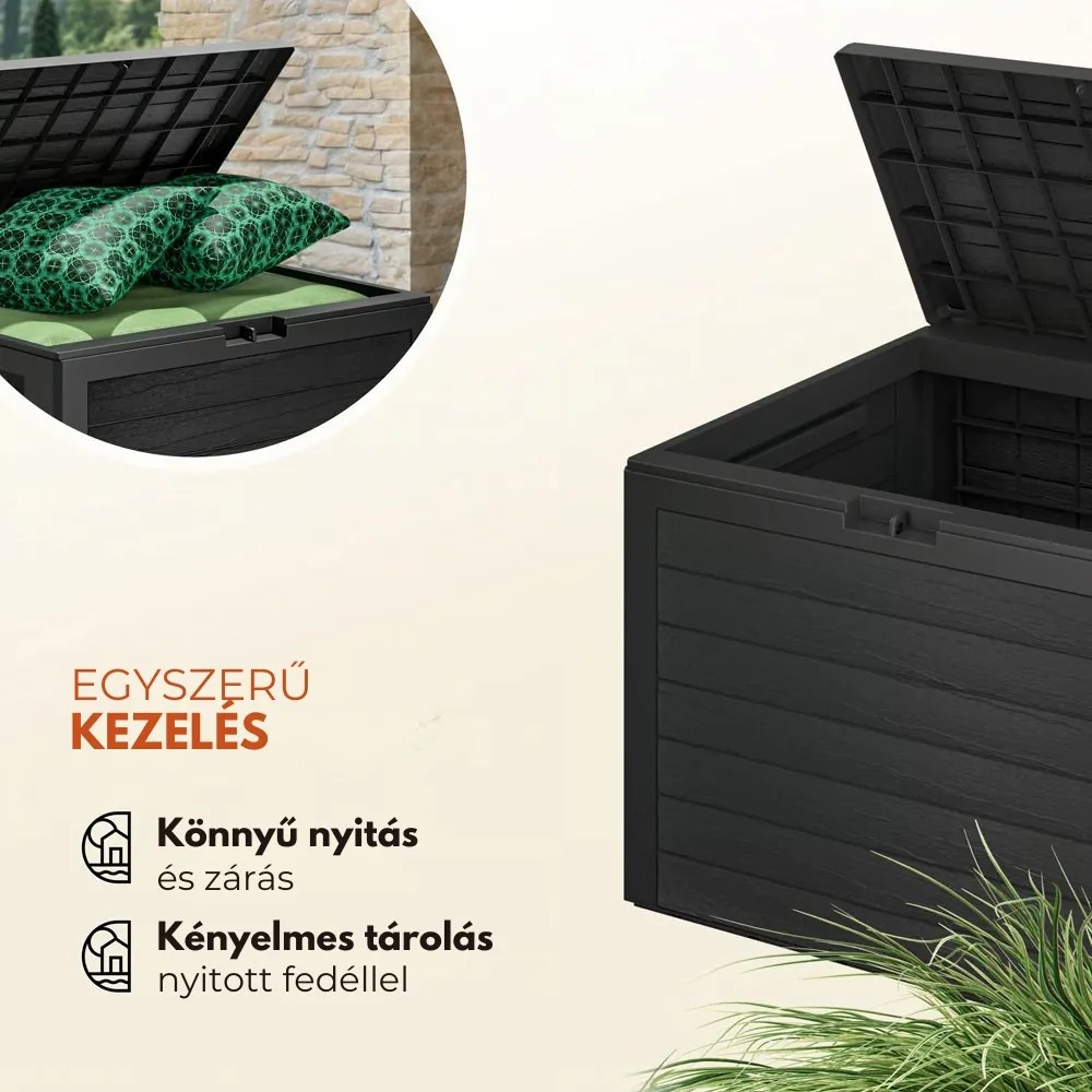 WOODEBOX tárolódoboz, 190L, 78x44x55 cm, antracit Prosperplast