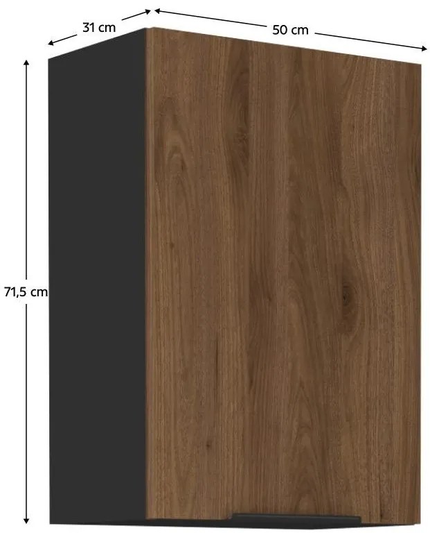 Felső konyhaszekrény Monzesa 50 G 72 1F (okapi dió + fekete) . 1096959