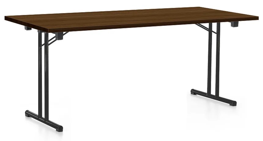 Összecsukható asztal 180 x 80 cm, fekete lábak, dió
