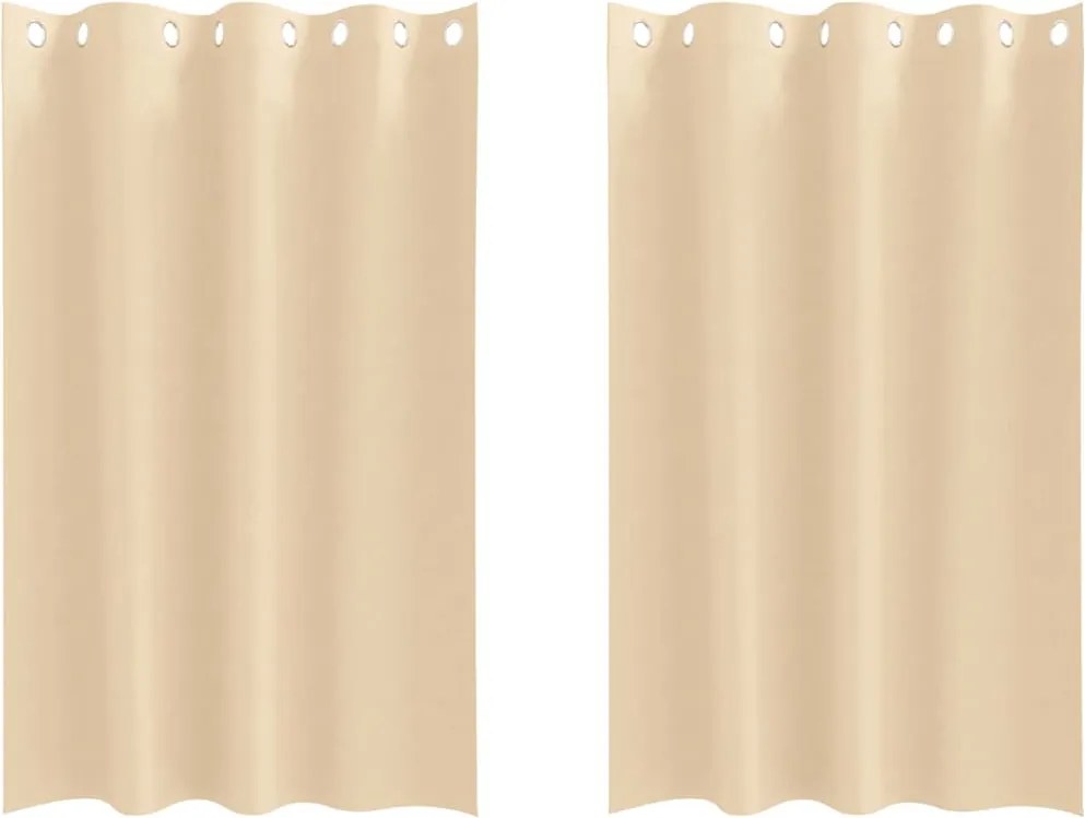 vidaXL Fekete Függöny Gyűrűkkel 2 pcs Krém 175 x 140 cm Poliészter