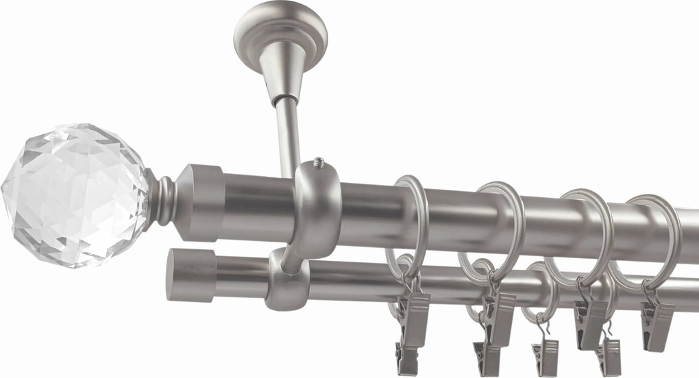 Dupla Mennyezeti Függönykarnis Fém szatén mix végek 25+19 mm 300 cm