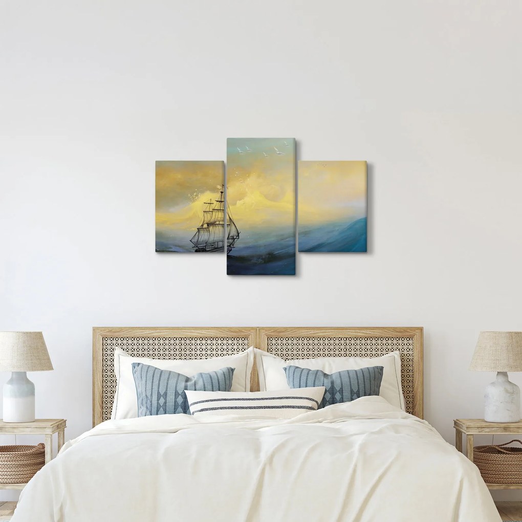 Kép - Egy hajó festménye a tengeren (90x60 cm)