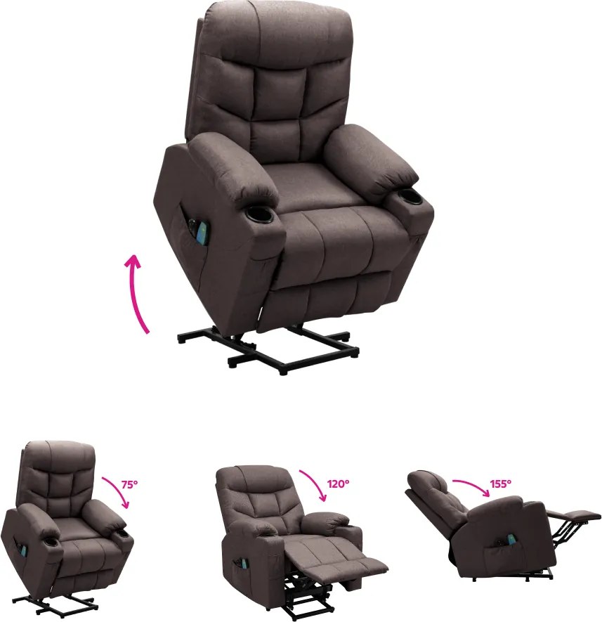 Állítható masszázs fotel, barna, HUDSON