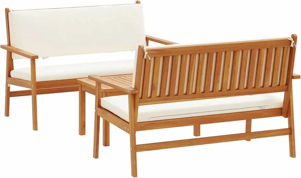 vidaXL Kerti Kanapé Szett 3 pcs Barna 120 x 65,5 x 79 cm Tömör Akácfa