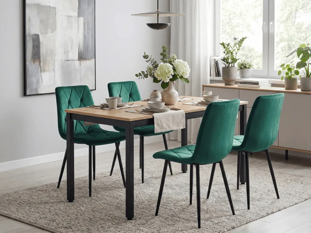 Sötétzöld bársony étkezőszék LIBRA fekete lábakkal