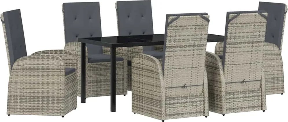 vidaXL Kert étkező szett párnával 7 pcs Szürke polirattan