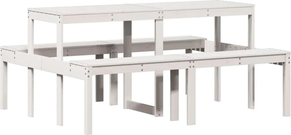 vidaXL fehér tömör fenyőfa piknik asztal 160 x 134 x 75 cm