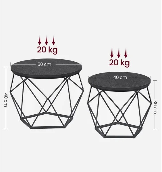 2 db-os TALIA dohányzóasztal szett, fekete