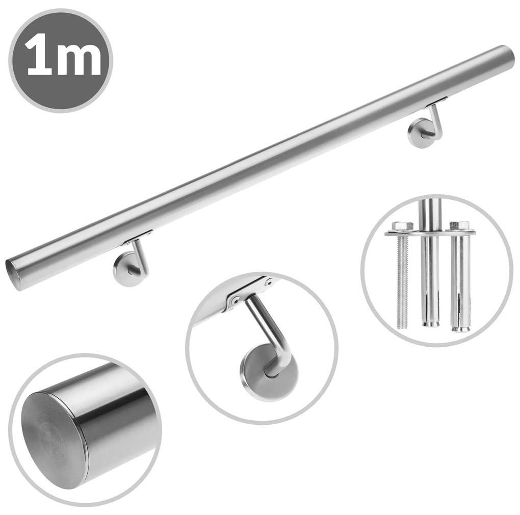 CONEKT, rozsdamentes acél kapaszkodó lépcsőkhöz, 100cm, ezüst Monzana