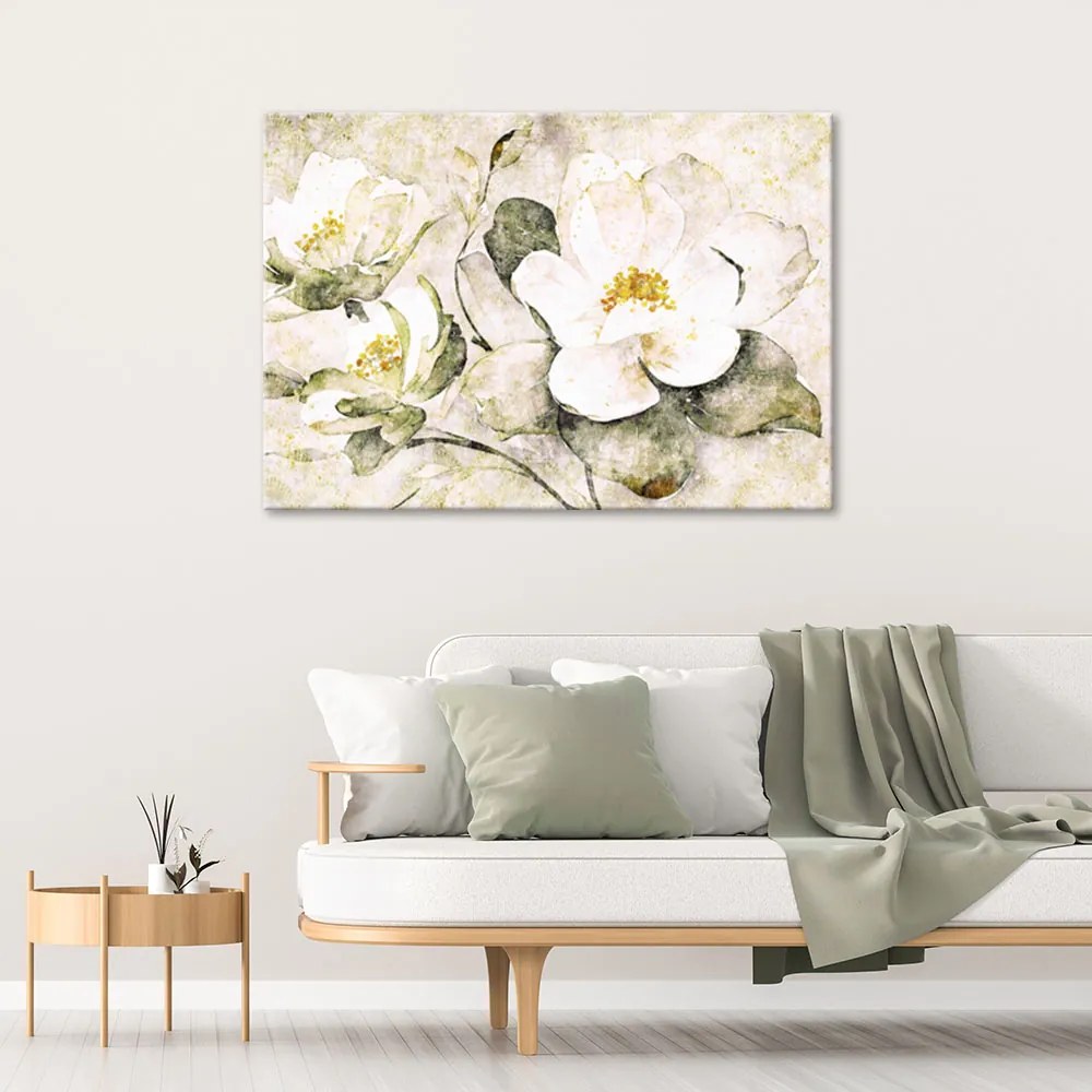 Gario Vászonkép Természet fehér virágokkal Méret: 100 x 70 cm