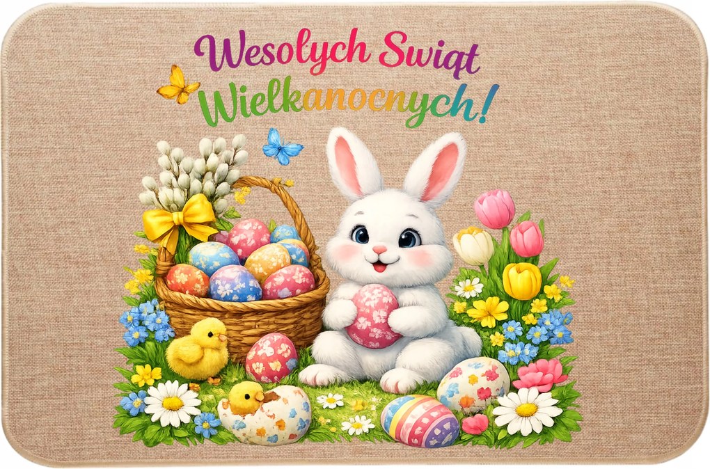 Lenvászon Lábtörlő az ajtó alá Boldog húsvéti ünnepeket nyuszi