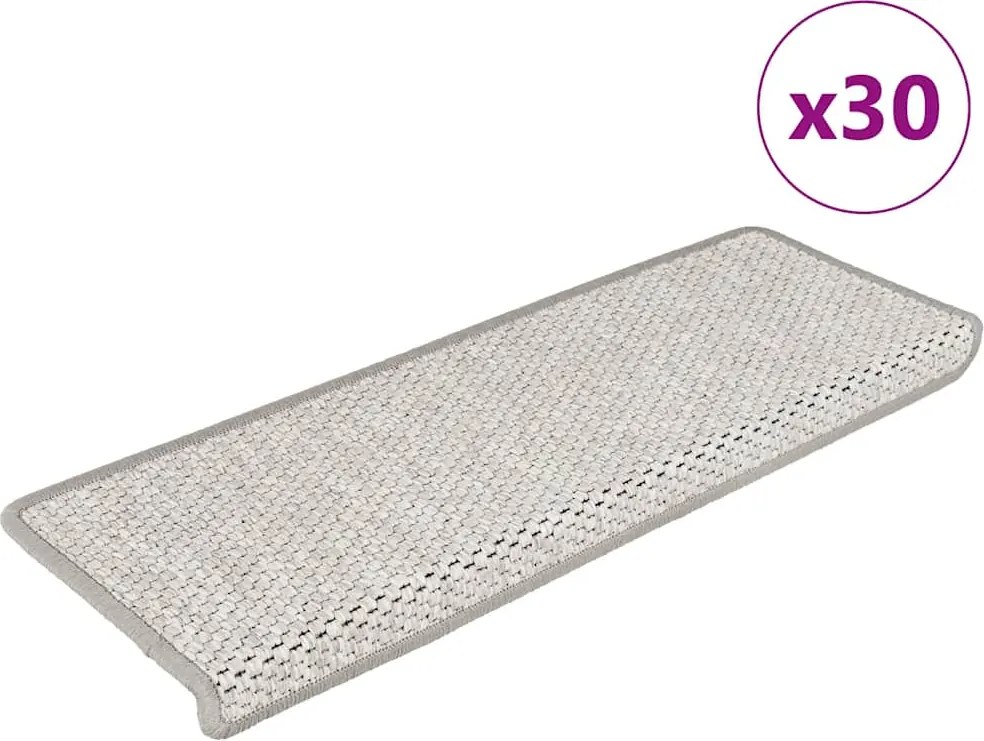vidaXL 30 db platina lépcsőszőnyegek öntapadós szizál kinézetű