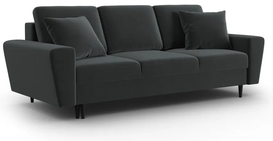Sötétszürke bársony kinyitható tárolóhelyes kanapé 235 cm Kyoto – Cosmopolitan Design