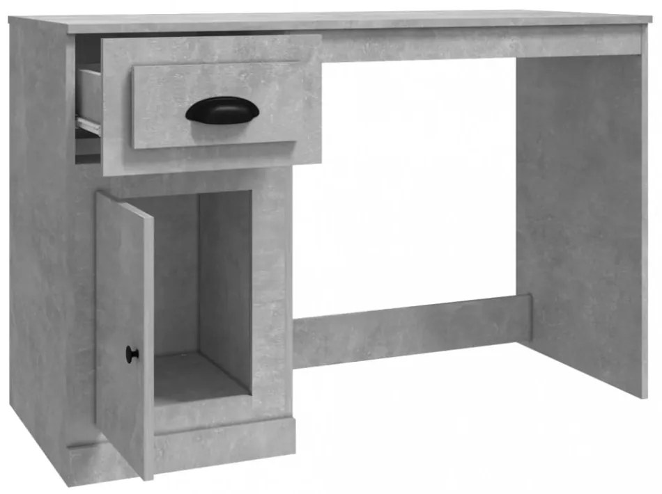 betonszürke szerelt fa íróasztal fiókkal 115x50x75 cm