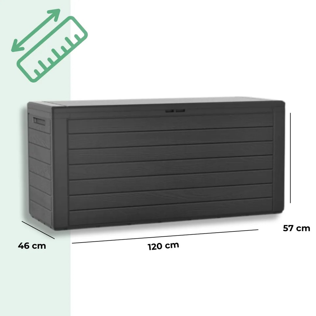 WOODEBOX tárolódoboz, 280l, 120x46x57cm, antracit Prosperplast