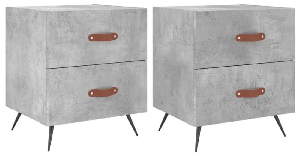 2 db betonszürke szerelt fa éjjeliszekrény 40 x 35 x 47,5 cm