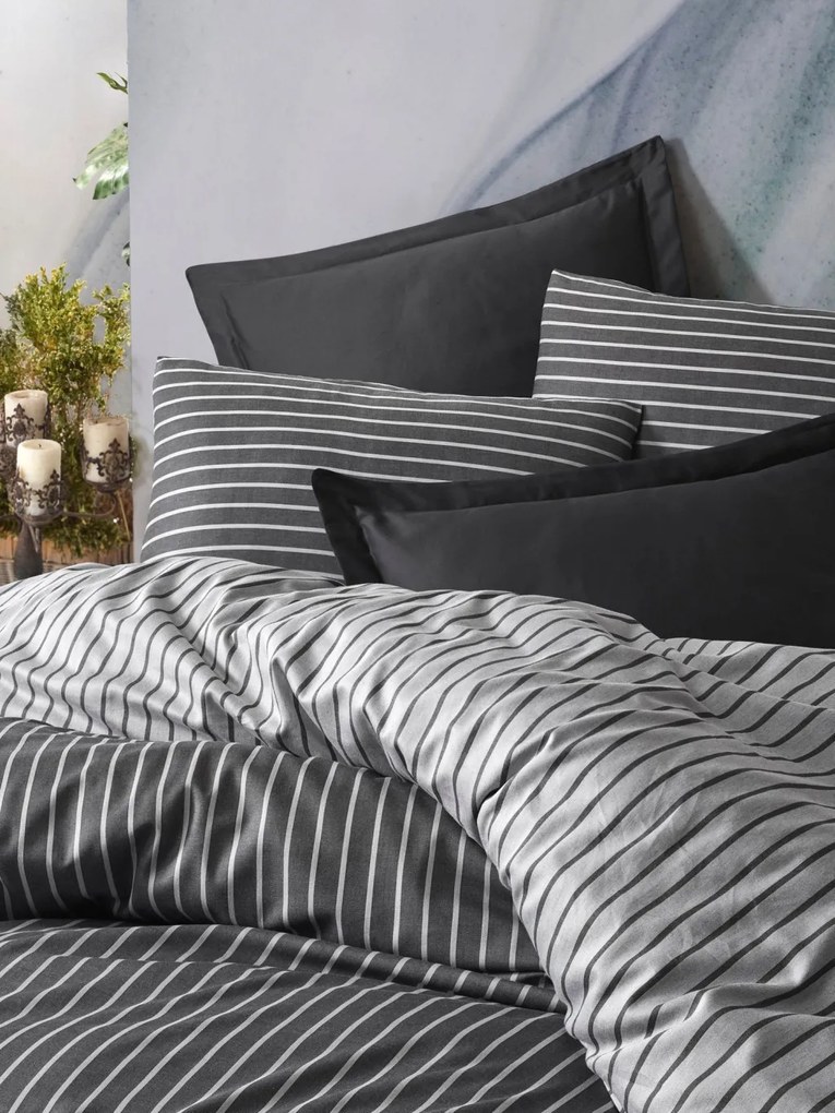 Bamboo bambusz-pamut szatén dupla ágyneműhuzat garnitúra 200 × 220 cm, antracit
