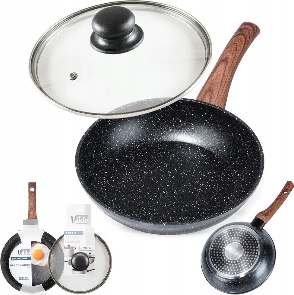 Gránit serpenyő párolás sütéshez Vilde 20 cm gáz indukciós fedő