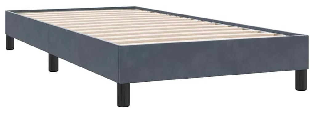 sötétszürke bársony ágykeret matrac nélkül 80x210 cm