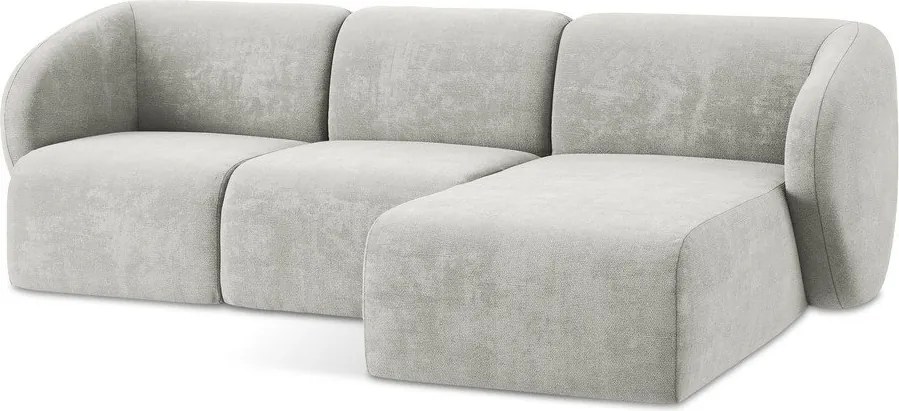 Világosszürke zsenília sarokkanapé (jobb oldali-heverő résszel) Lani – Makamii