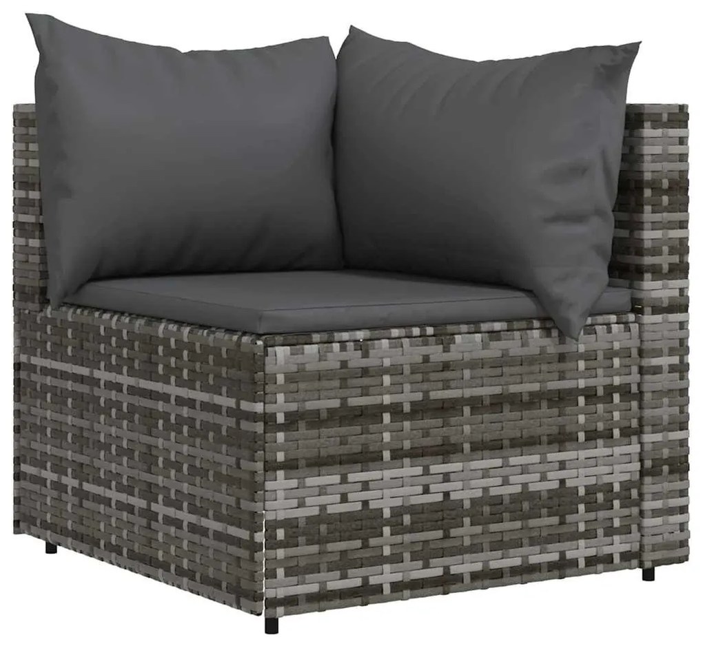 3 részes szürke polyrattan kerti ülőgarnitúra párnákkal