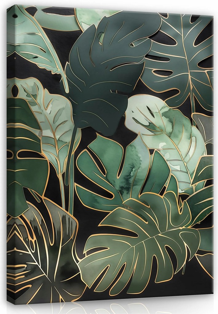 Vászonkép Zöld Levelek Monster Vászon Fal A Nappali Hálószobájába 100x70