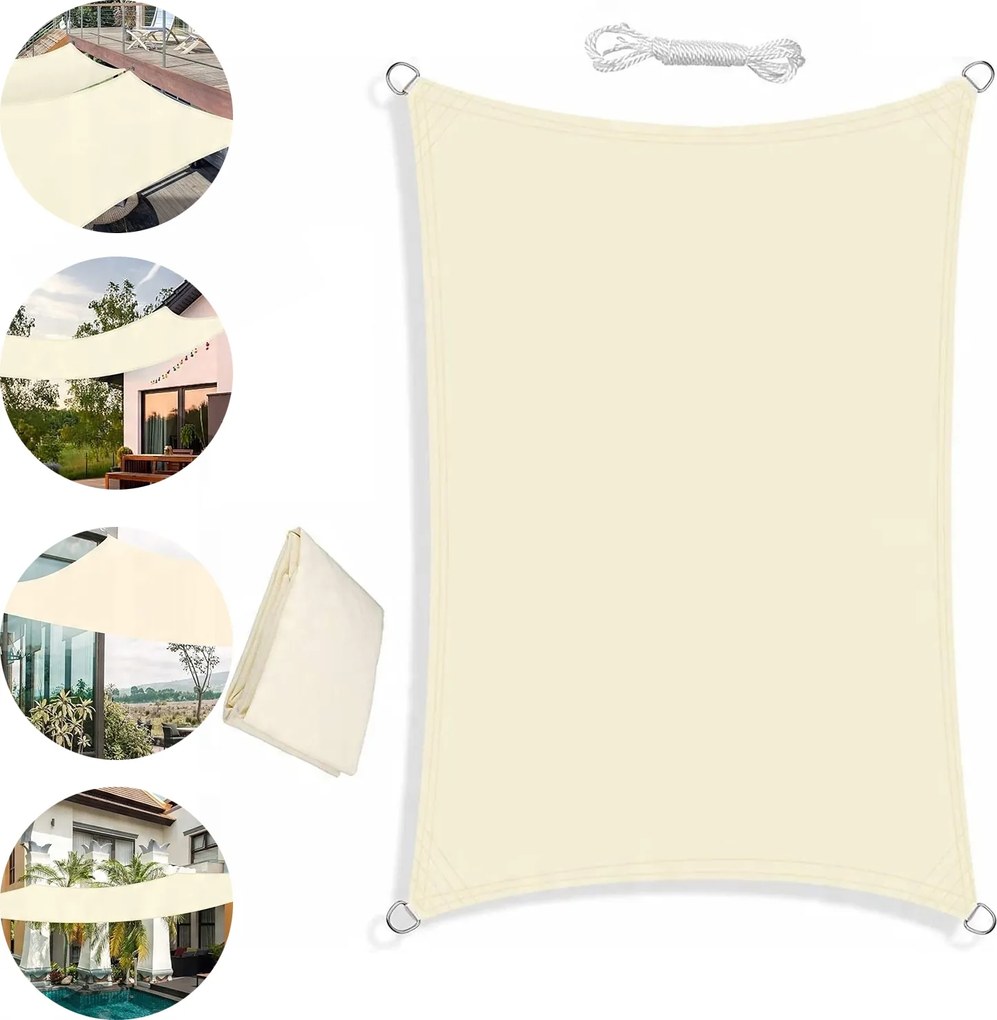 Kerti Napvitorla Vízálló 3x4 Napellenző Bézs Árnyékoló