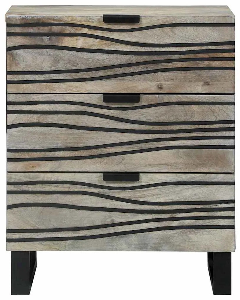 vidaXL Éjjeliszekrény Fehér és fekete 50 x 33 x 62 cm Tömör akácfa