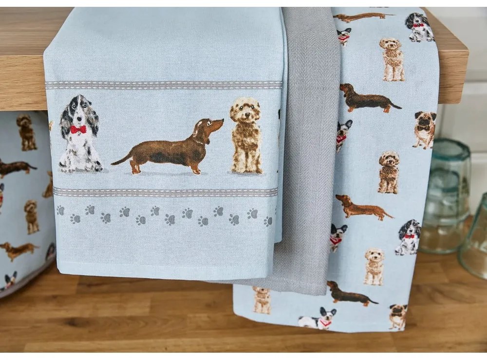 Pamut konyharuha szett 3 db-os 45x65 cm Curious Dogs – Cooksmart ®