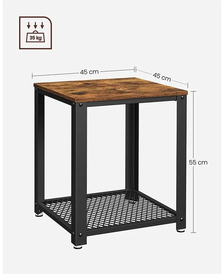 Rácsos kis asztal, éjjeliszekrény 45x45x55 cm | VASAGLE