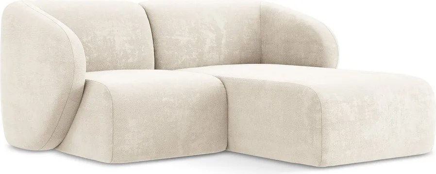 Bézs zsenília sarokkanapé (jobb oldali-heverő résszel) Lani – Makamii
