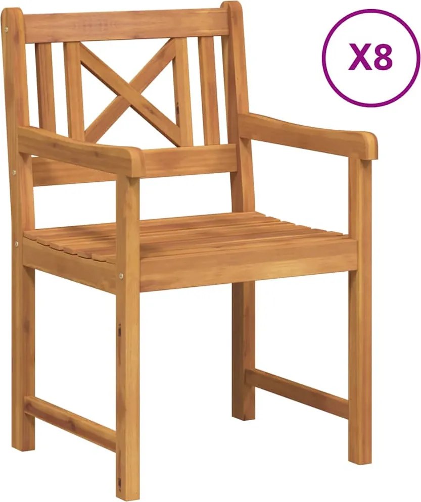 vidaXL Kerti Szék 8 pcs 56 x 56 x 90 cm Tömör Akácfa