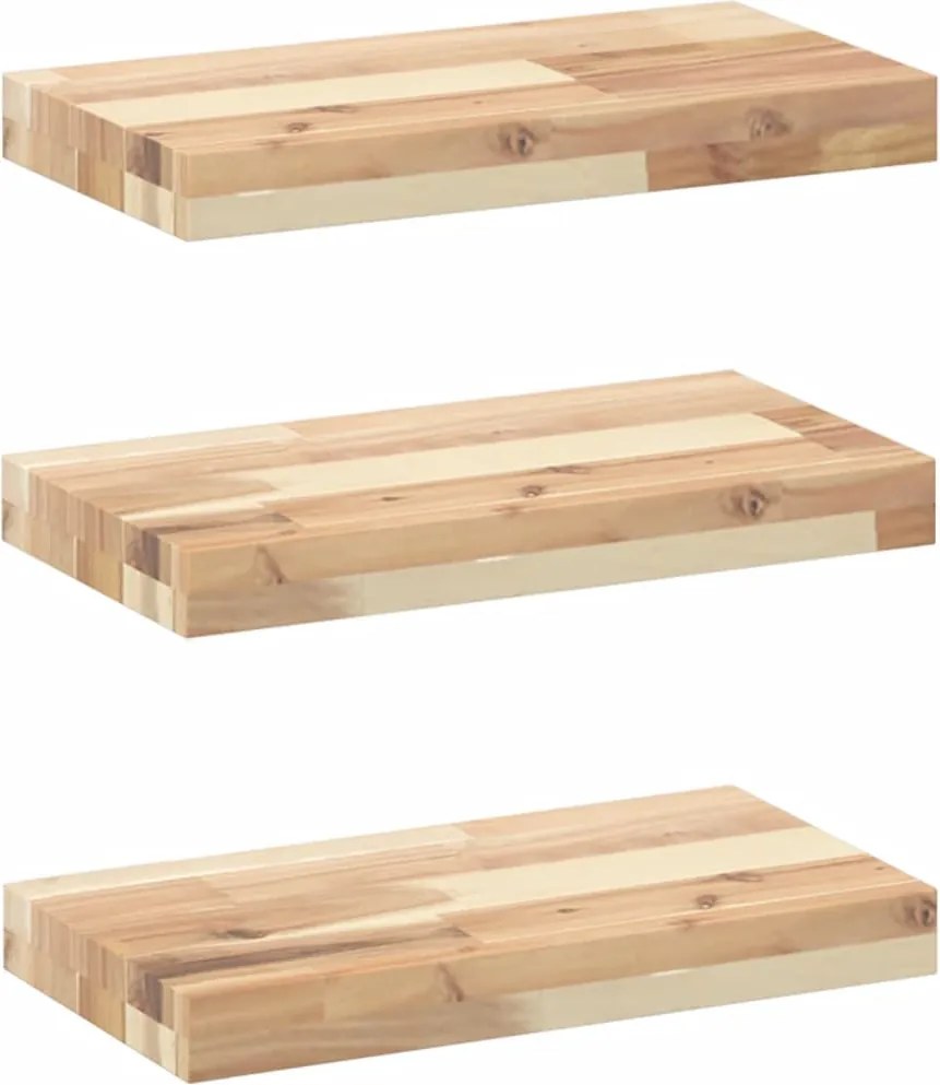 vidaXL 3 db kezeletlen tömör akácfa függőpolc 60 x 20 x 4 cm