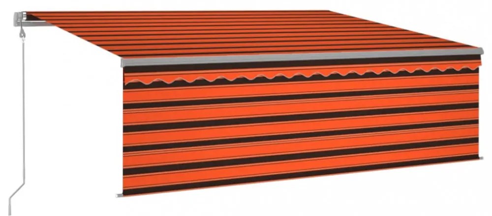 narancssárga-barna kézzel kihúzható napellenző redőnnyel 4x3 m