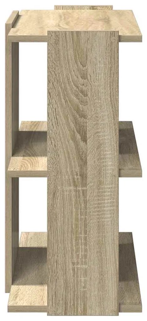 3 szintes sonoma tölgy színű szerelt fa könyvespolc 60x30x60 cm