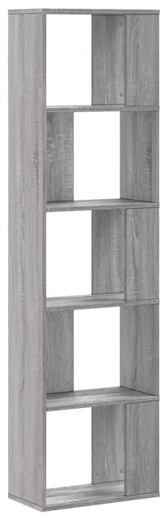 5 szintes szürke sonoma szerelt fa könyvespolc 45x23,5x162,5 cm