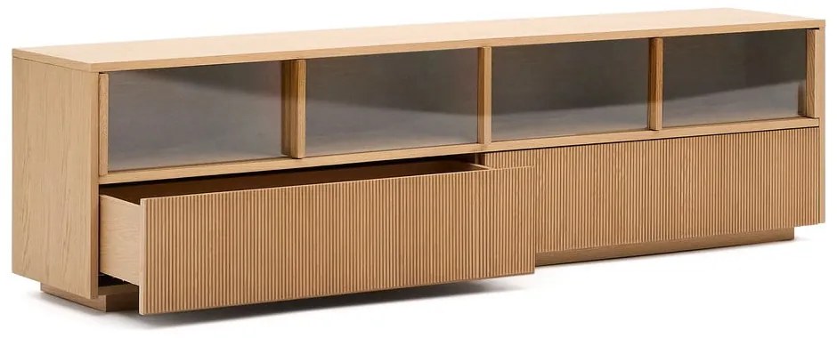 Natúr színű TV-állvány tölgyfa dekorral 200x54x40 cm Helvine – Kave Home