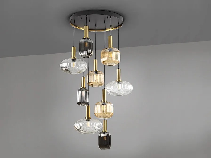 SCHULLER 225090 NORMA Bronz Színű Függeszték 9XE27 8W IP20