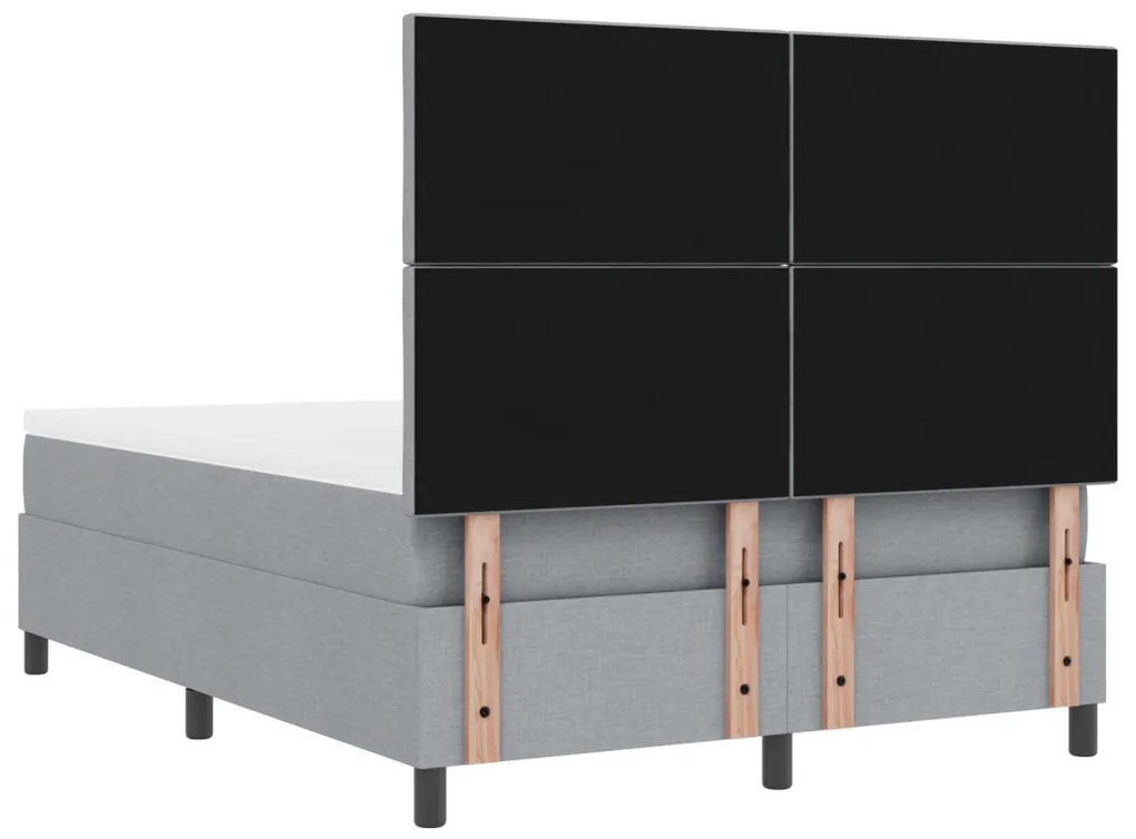 Box Spring Ágy Matraccal és Padcsinálat Világosszürke 160x200 cm Szövet
