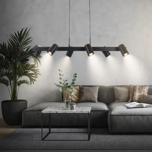 Briloner 4059065 - ERA kábeles csillár 6xGU10/10W/230V fekete