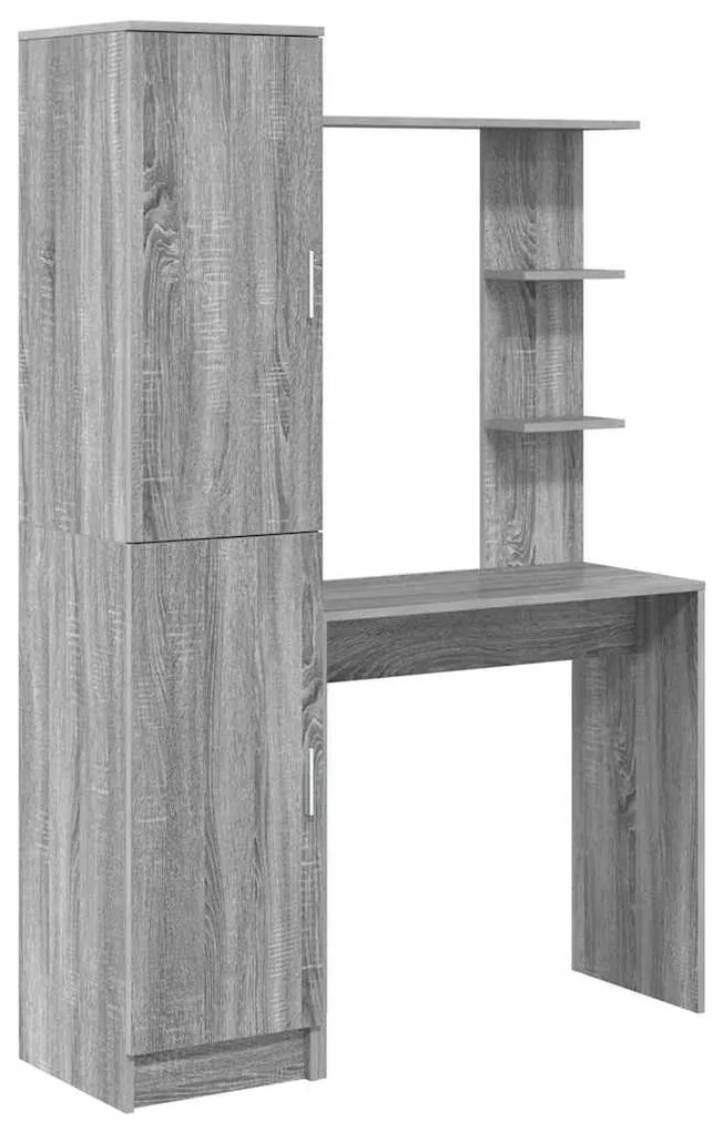 Tárolóval rendelkező íróasztal polcokkal 2 pcs Szürke sonoma