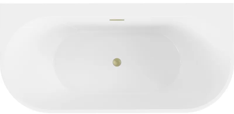Mexen Oval+, falhoz szabadon álló kád 170 x 80 cm, fehér fényes, arany matt túlfolyó, 52681708000-55